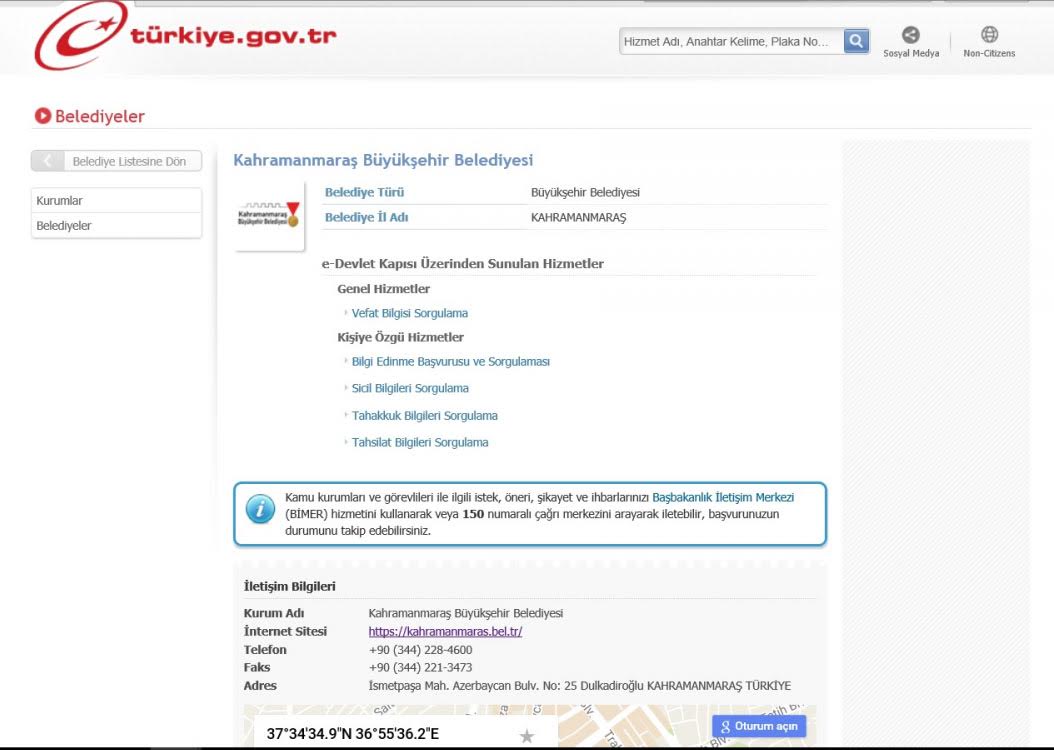 BÜYÜKŞEHİR BELEDİYESİ E-DEVLET’TE GÖSTERİLİYOR