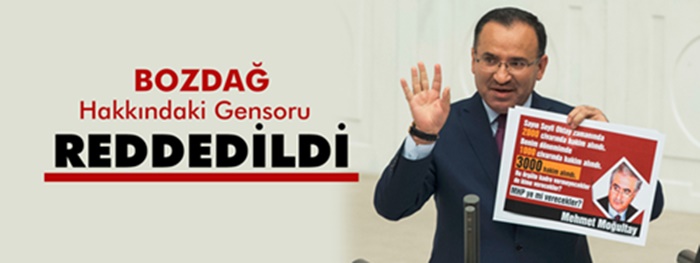 BAKAN BOZDAĞ HAKKINDAKİ GENSORU REDDEDİLDİ