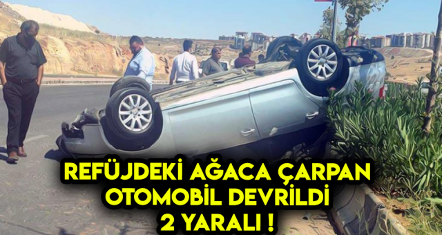 Osmaniyede Ağaca Çarpan Otomobil Devrildi