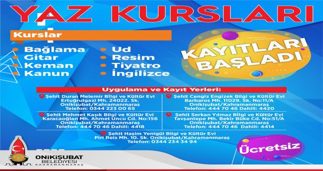 Onikişubat Belediyesi yaz tatilinde de öğrencilerin yanında
