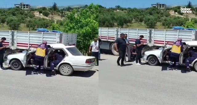 Kahramanmaraş'ta Otomobil Tır Dorsesine Saplandı! Yaralılar Hastaneye Kaldırıldı