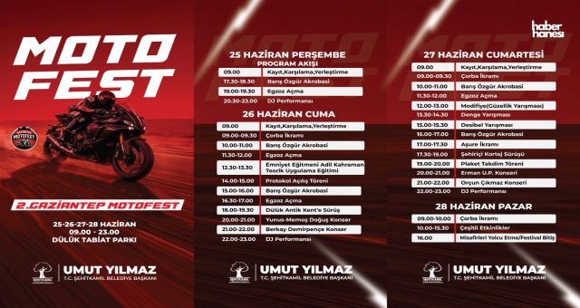 Şehitkamil’de Motofest Heyecanı: Konserler, Yarışmalar ve Gösteriler Bir Arada
