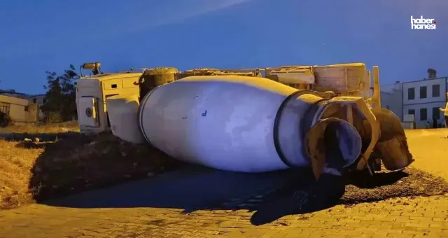 Kahramanmaraş'ta Bahtiyar Yokuşu'nda Korkutan Kaza! Beton Mikseri Yan Yattı