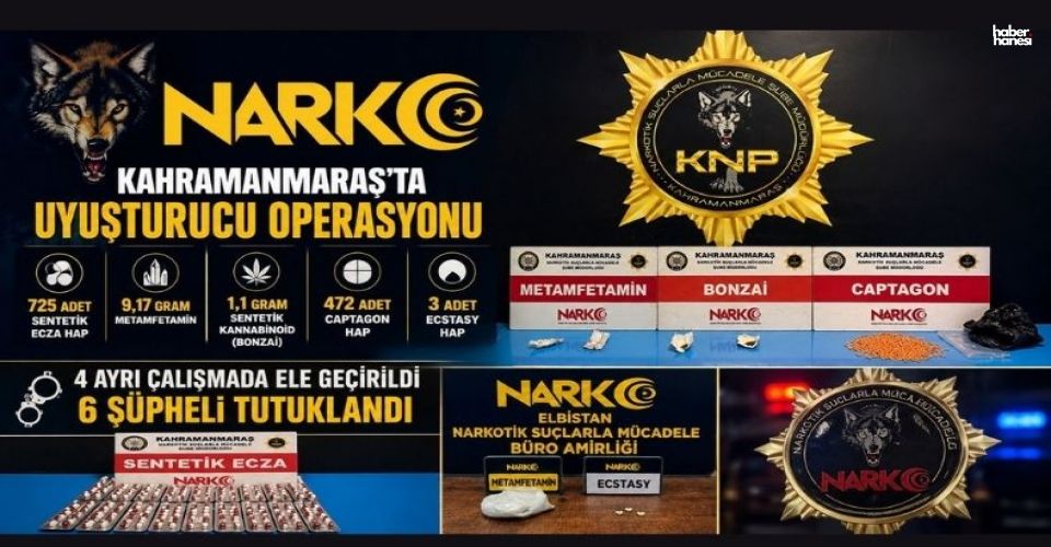 Kahramanmaraş Narkotik Ekiplerinden Peş Peşe Operasyon: 6 Kişi Cezaevine Gönderildi