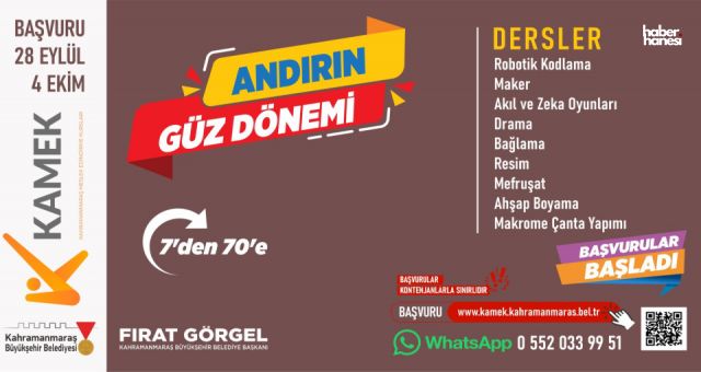 Elbistan, Andırın, Çağlayancerit ve Ekinözü’nde KAMEK Eğitimlerine Başvurular Başladı!