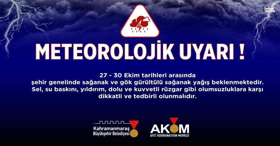 Kahramanmaraş'a Sağanak Geliyor! AKOM Tarih ve Saat Verdi: 4 Gün Sürecek
