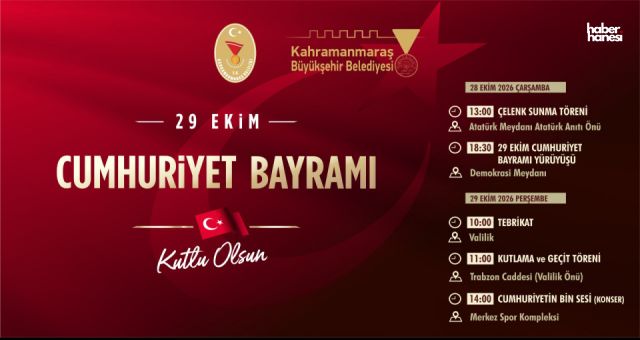 Kahramanmaraş’ta Cumhuriyet Bayramı Kutlamaları Atatürk Meydanı’nda Başlıyor