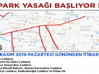 Elbistan'da Caddelerde Park Yasağına Geçiliyor