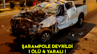 Mersin'de Kamyonet Şarampole Devrildi