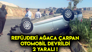 Osmaniyede Ağaca Çarpan Otomobil Devrildi
