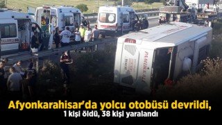 Afyonkarahisar'da Yolcu Otobüsü Şarampole Devrildi