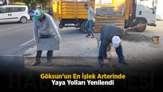 Göksun’un En İşlek Arterinde Yaya Yolları Yenilendi