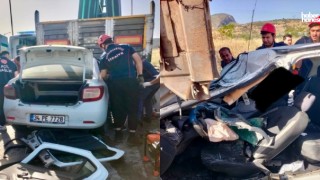 Kahramanmaraş’ta Tıra Arkadan Çarpan Otomobilde 2 Kişi Yaralandı