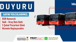 Kahramanmaraş’ta Yeni Toplu Taşıma Hattı Hizmete Giriyor