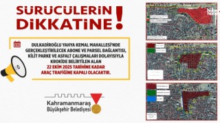 Kahramanmaraş’ta Yahya Kemal Mahallesi’nde Yol Çalışmaları Nedeniyle Trafik Düzenlemesi