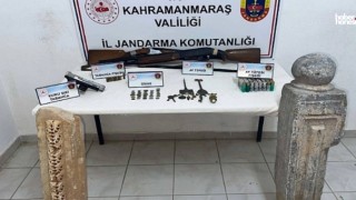 Afşin’de Tarihi Eser Operasyonu: Evden Mermer Sütun ve Antik Objeler Çıktı