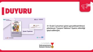 “Çarpım Tablosu” Çocuk Tiyatrosu Olumsuz Hava Nedeniyle İptal Edildi