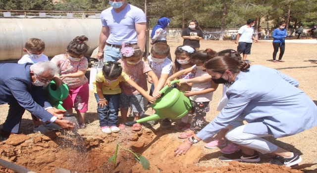 Akkuyu Nükleer AŞ çalışanları, öğrencilerle fidan dikti
