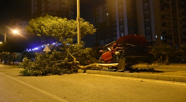 Adana’da otomobil refüjdeki ağaca çarptı: 2 yaralı