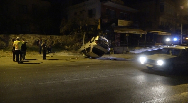 Erdemli’de takla atan otomobilden yara almadan kurtuldular