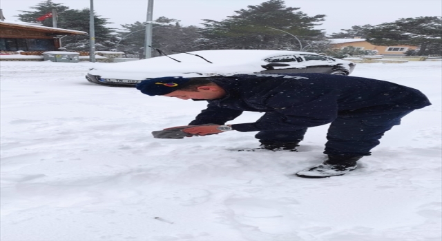 Antalya’da jandarma donmak üzere olan kızılgerdan kuşunu kurtardı