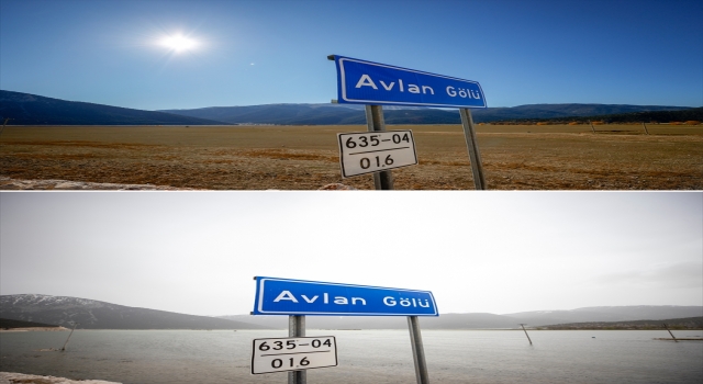 Yaz aylarında kurumaya yüz tutan Avlan Gölü, yağışlarla yeniden su tuttu