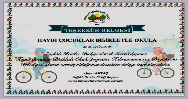 Sağlıklı Kentler Birliğinden Teşekkür