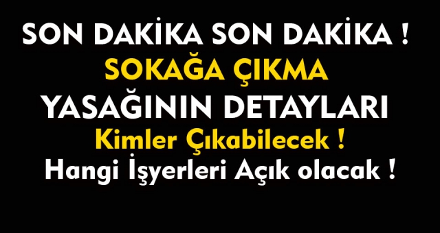 Son dakika ! Sokağa Çıkma Yasağının Detayları Belli Oldu !