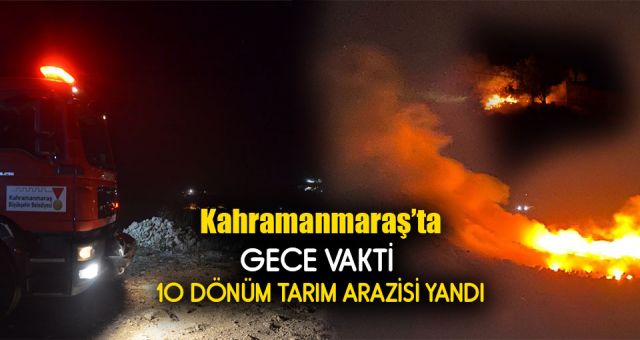 Kahramanmaraş'ta Gece Vakti 10 Dönüm Tarım Arazisi Yandı