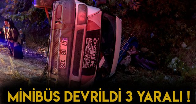 Devrilen Minibüs'ün İçinden 3 Yaralı Çıkarıldı