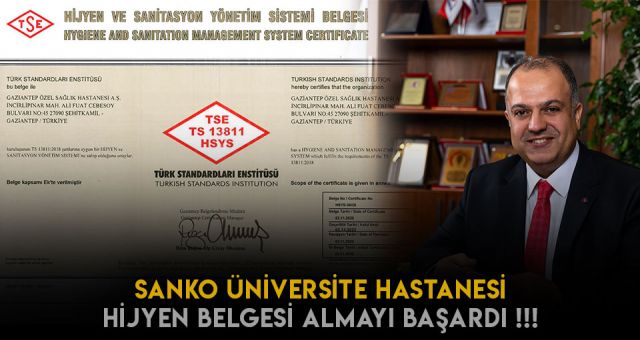 Hijyen ve Sanaitasyon Yönetim Sistemleri Belgesi Aldı