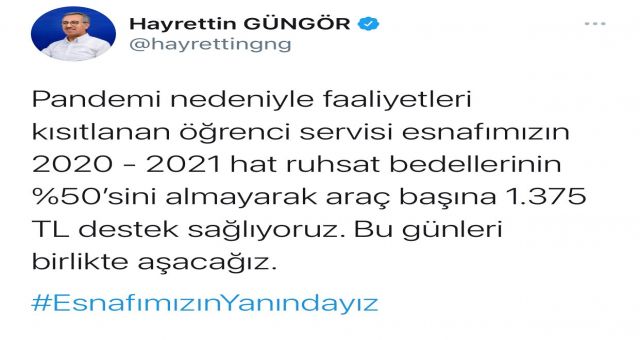 Büyükşehir’den Esnafa 1.375 TL’lik Destek
