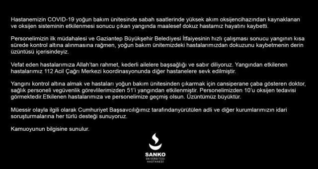 Sanko Üniversitesinden Kamuoyu Açıklaması