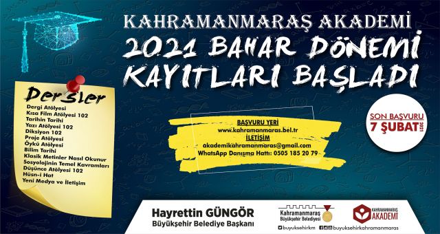 Kahramanmaraş Akademi’ye Yeni Dönem Başvuruları Başladı