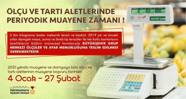 Ölçü ve Tartı Aletlerinde Muayene Müracatları Başladı