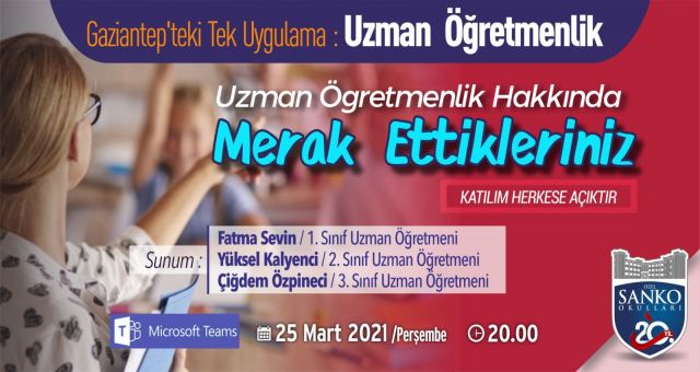 Sanko Okulları Uzman Öğretmenlik Sistemini Gaziantep'te Uygulayan İlk ve Tek Okul Oldu
