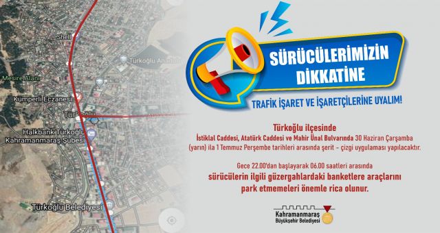 Türkoğlu’nun 3 Caddesi İçin Park Uyarısı!