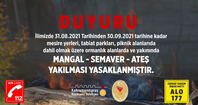 Ateş Yakma Yasağı Devam Ediyor