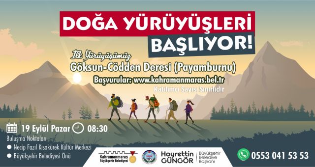 Kahramanmaraş Büyükşehir Belediyesi Doğa Yürüyüşleri Başlıyor