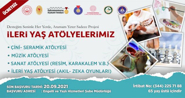 Kahramanmaraş'ta İleri Yaş Atölyeleri’nde Başvurular Başlıyor