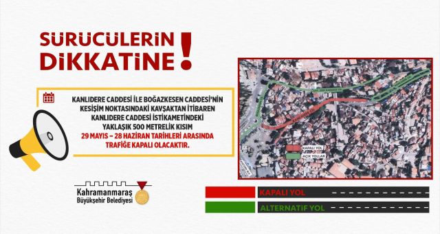 Kahramanmaraş'ta Sürücülerin Dikkatine Bir Ay O Yol Kapalı