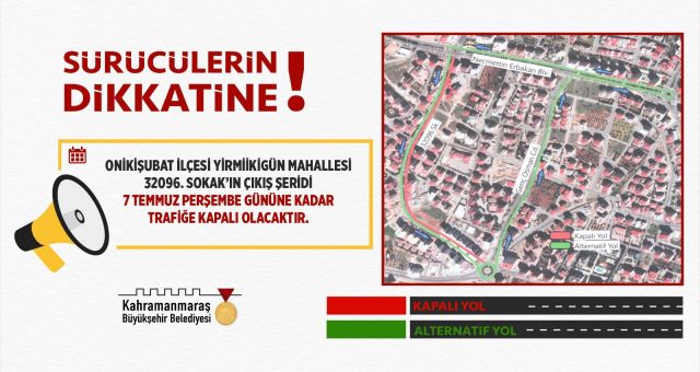 Kahramanmaraş Büyükşehir'den Sürücülerin Dikkatine!