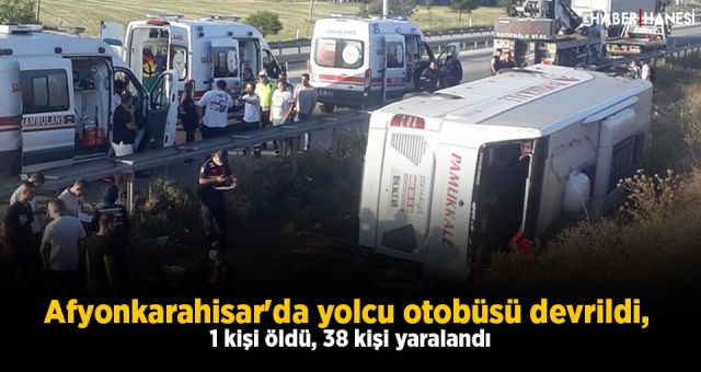 Afyonkarahisar'da Yolcu Otobüsü Şarampole Devrildi