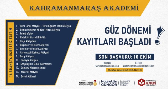 Kahramanmaraş Akademi’de Güz Dönemi Kayıtları Başladı!