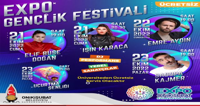 Kahramanmaraş, EXPO 2023 Gençlik Festivali ile Konsere Doyacak