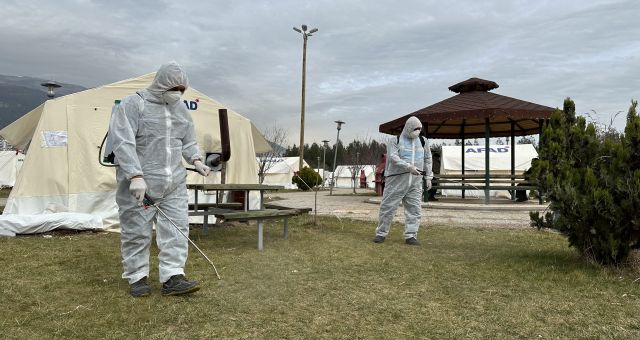 Geçici Barınma Merkezleri Dezenfekte Ediliyor