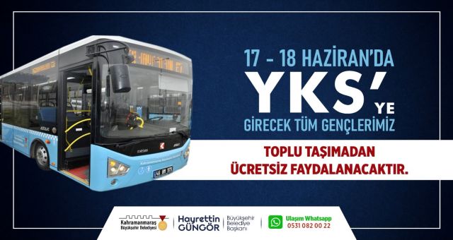 Büyükşehir’den YKS’ye Girecek Öğrencilere Ücretsiz Ulaşım Desteği