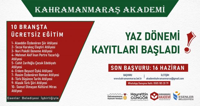 Kahramanmaraş Akademi’de Yaz Dönemi Kayıtları Başladı