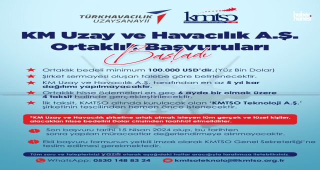 Kahramanmaraş'ta Uzay ve Havacılık A.Ş. Ortaklık Başvurularını Açtı!