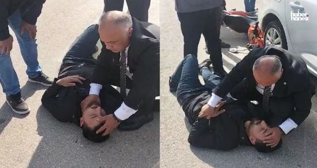 Dr. Selahaddin Can, Kaza Yapan Motosikletlilere İlk Müdahaleyi Yaptı!